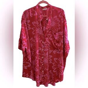 CLOSET CLOSING SALE! NWOT FREE PEOPLE GODDESS SLEEP NIGHT SHIRT PINK RED  LARGE